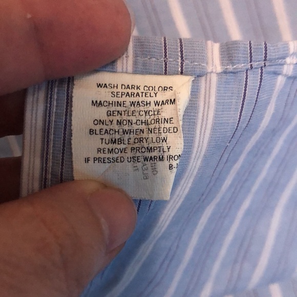 Burberry Blue and White Stripe Button Down Mens Size 16.5 -35 - Picture 7 of 16